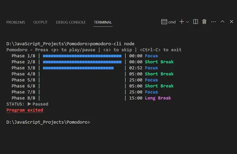 Detailed view of Pomodoro CLI App project